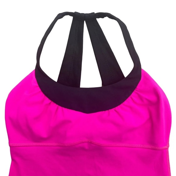 Lululemon Scoop Me Up Tank II Size 4 Raspberry Glo Light/Black Yoga - Picture 2 of 4